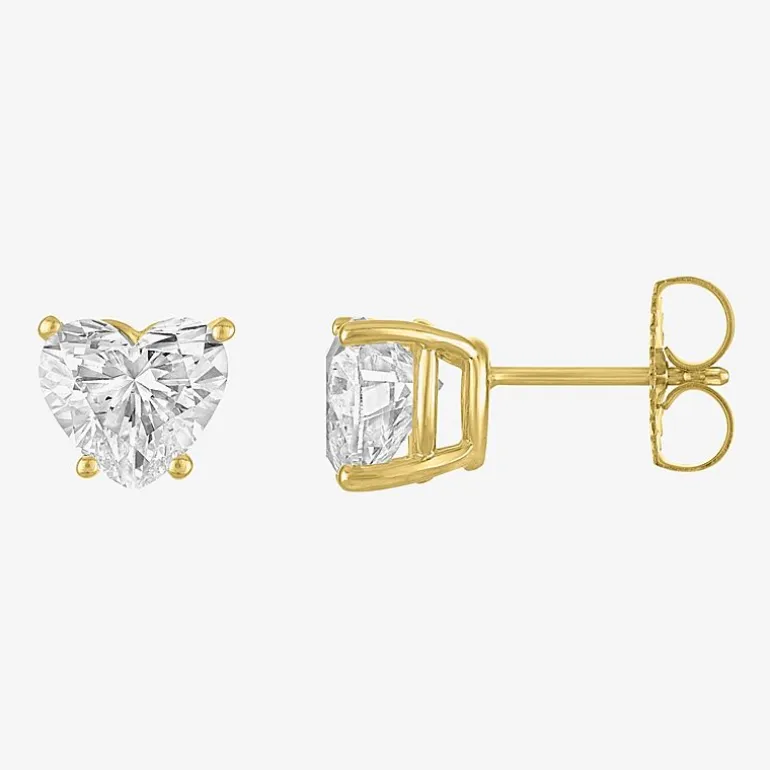 ( E-F/Si1-Si2 ) 2 CT. T.W. Lab-Grown Diamond 14K Gold 7.3mm Heart Stud Earrings