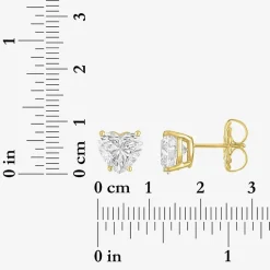 ( E-F/Si1-Si2 ) 3 CT. T.W. Lab-Grown Diamond 14K Gold 8.1mm Heart Stud Earrings