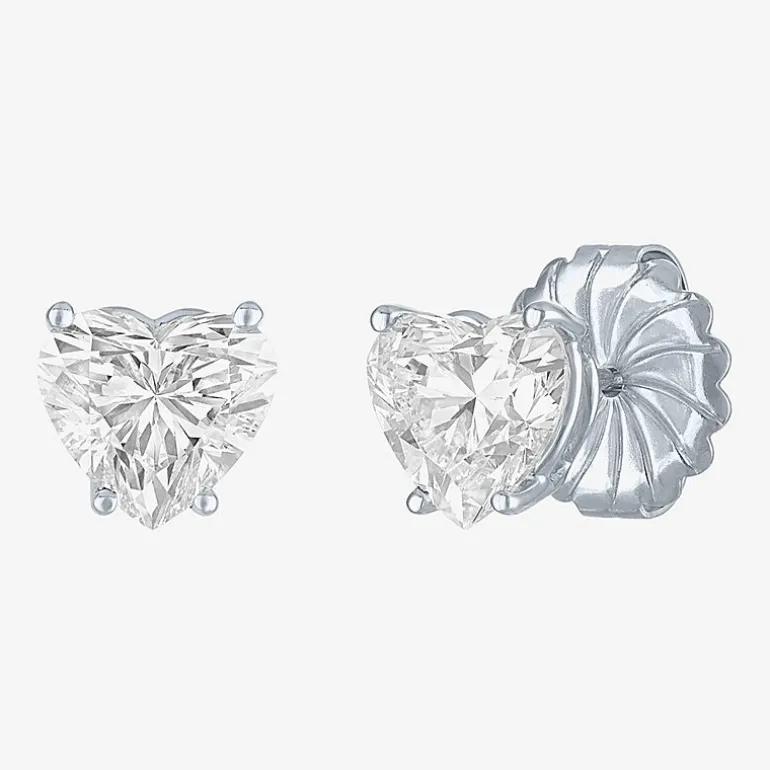 ( E-F/Si1-Si2 ) 3 CT. T.W. Lab-Grown Diamond 14K Gold 8.1mm Heart Stud Earrings