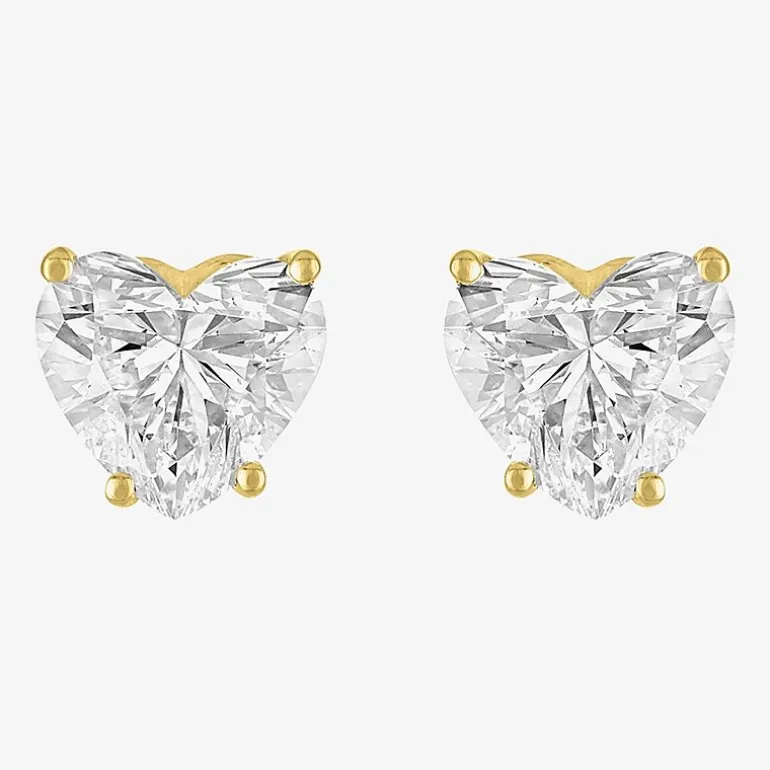 ( E-F/Si1-Si2 ) 3 CT. T.W. Lab-Grown Diamond 14K Gold 8.1mm Heart Stud Earrings