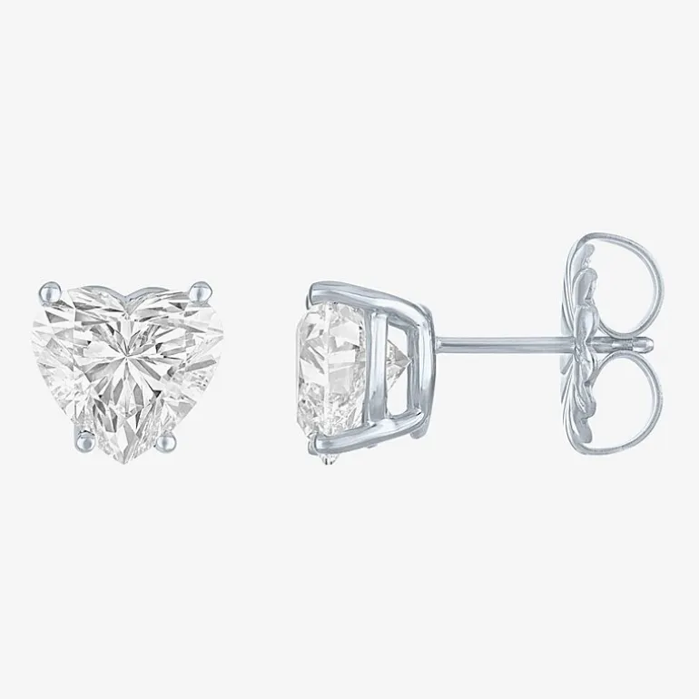 ( E-F/Si1-Si2 ) 3 CT. T.W. Lab-Grown Diamond 14K Gold 8.1mm Heart Stud Earrings