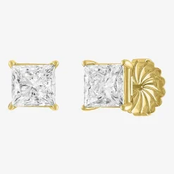 ( E-F/Si1-Si2 ) 4 CT. T.W. Lab-Grown Diamond 14K Gold 7mm Princess Stud Earrings