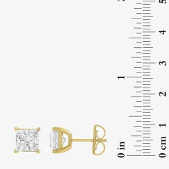 ( E-F/Si1-Si2 ) 4 CT. T.W. Lab-Grown Diamond 14K Gold 7mm Princess Stud Earrings