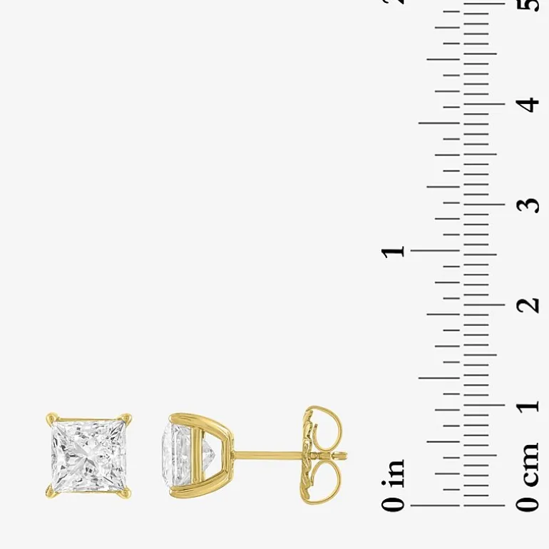 ( E-F/Si1-Si2 ) 4 CT. T.W. Lab-Grown Diamond 14K Gold 7mm Princess Stud Earrings