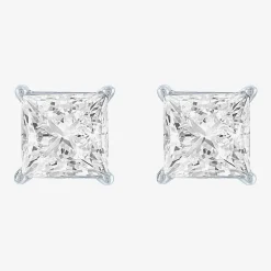 ( E-F/Si1-Si2 ) 4 CT. T.W. Lab-Grown Diamond 14K Gold 7mm Princess Stud Earrings