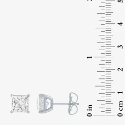 ( E-F/Si1-Si2 ) 4 CT. T.W. Lab-Grown Diamond 14K Gold 7mm Princess Stud Earrings