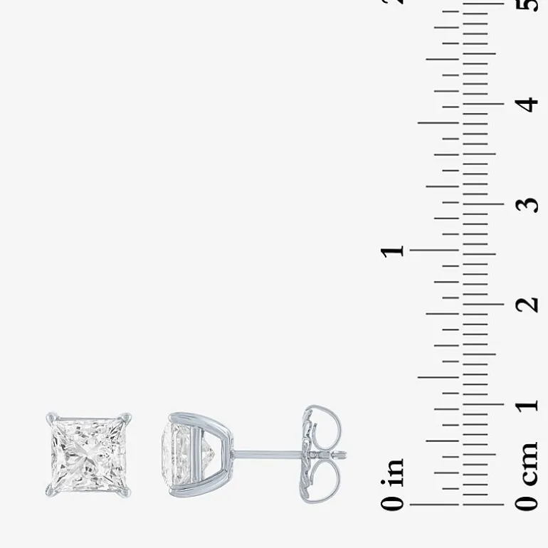 ( E-F/Si1-Si2 ) 4 CT. T.W. Lab-Grown Diamond 14K Gold 7mm Princess Stud Earrings