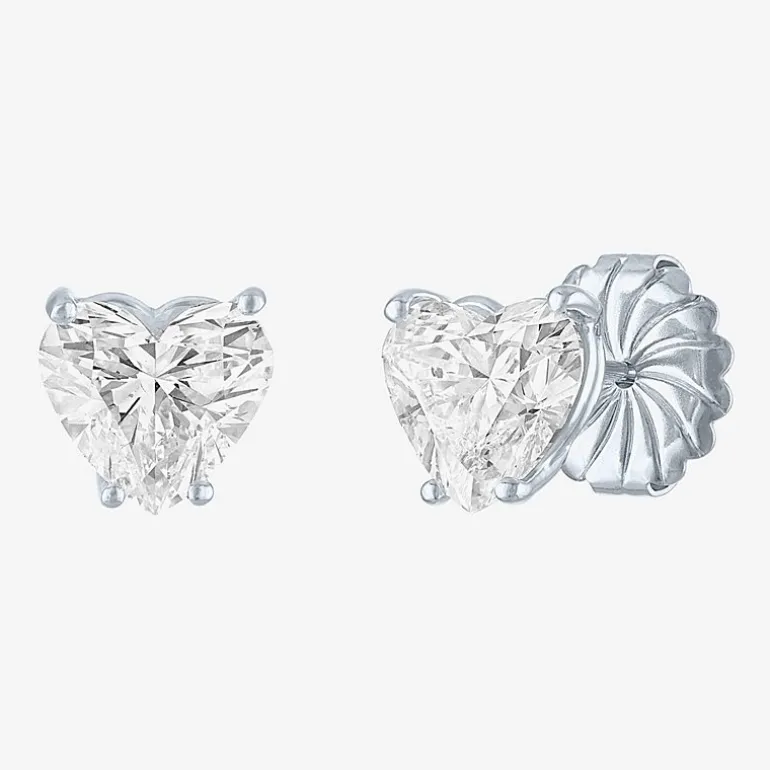 ( E-F/Si1-Si2 ) 4 CT. T.W. Lab-Grown Diamond 14K Gold 8.5mm Heart Stud Earrings