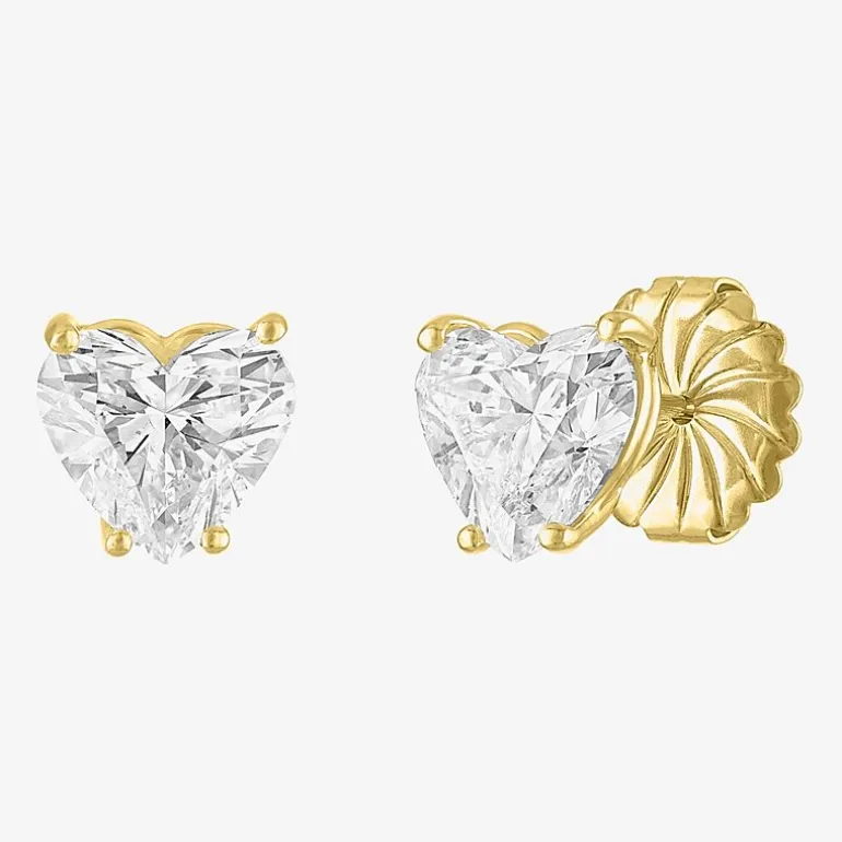 ( E-F/Si1-Si2 ) 4 CT. T.W. Lab-Grown Diamond 14K Gold 8.5mm Heart Stud Earrings
