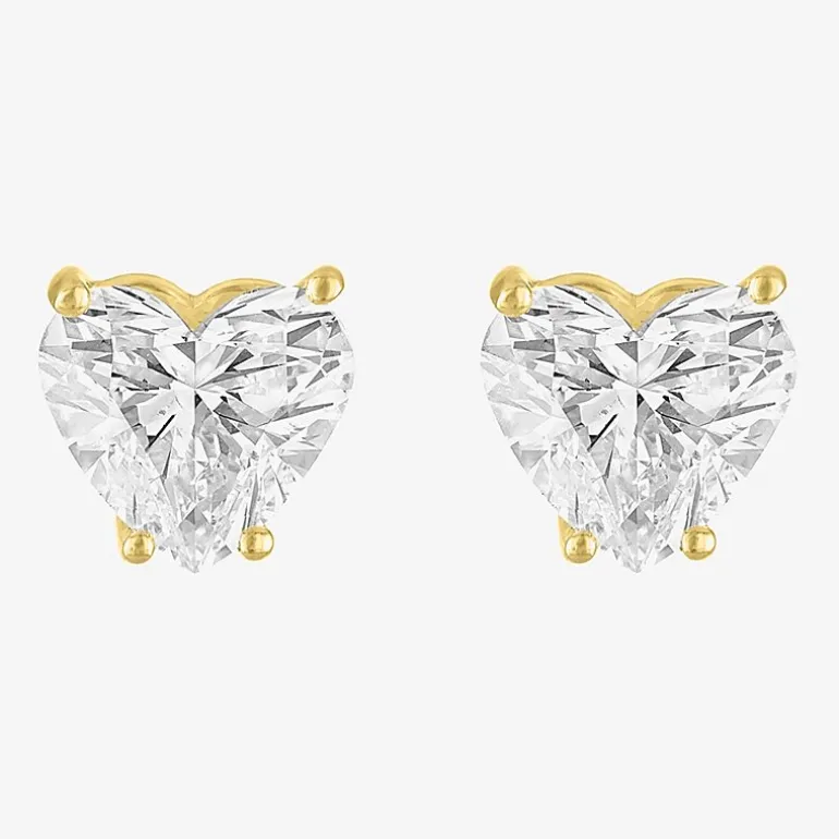 ( E-F/Si1-Si2 ) 4 CT. T.W. Lab-Grown Diamond 14K Gold 8.5mm Heart Stud Earrings