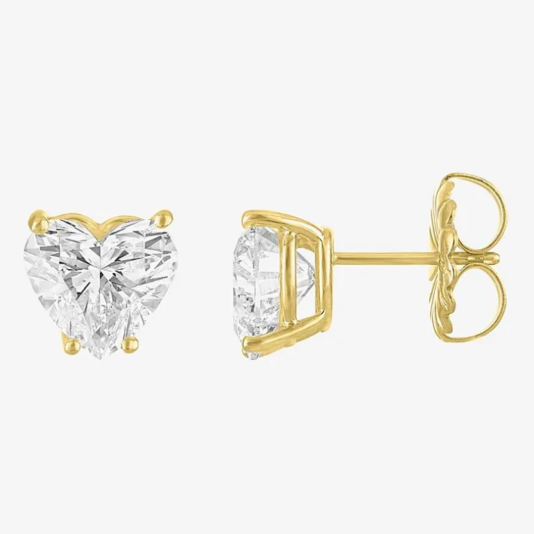 ( E-F/Si1-Si2 ) 4 CT. T.W. Lab-Grown Diamond 14K Gold 8.5mm Heart Stud Earrings