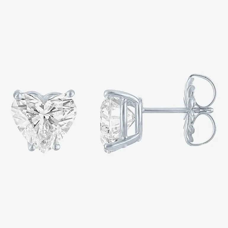 ( E-F/Si1-Si2 ) 4 CT. T.W. Lab-Grown Diamond 14K Gold 8.5mm Heart Stud Earrings