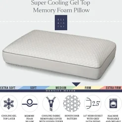 Ella Jayne Gusset Super Cooling Gel Top Memory Foam Pillow