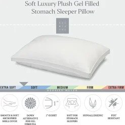 Ella Jayne Gussetted Soft Plush Down Alternative Poly Gel Fiber Stomach Sleeper Pillow