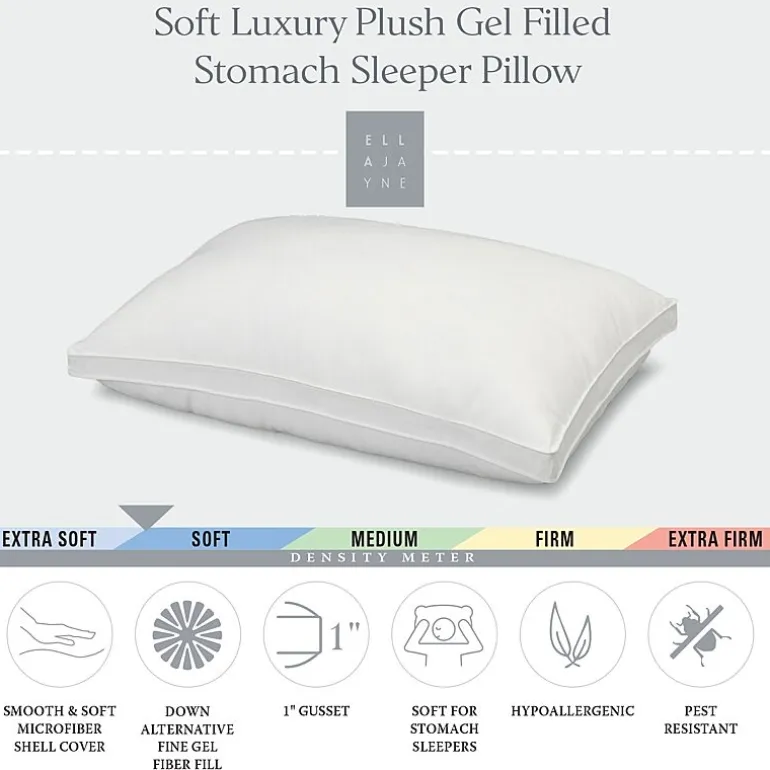 Ella Jayne Gussetted Soft Plush Down Alternative Poly Gel Fiber Stomach Sleeper Pillow