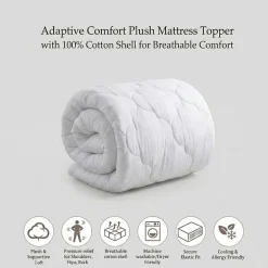 Ella Jayne Lofty 100% Cotton Plush Gel Fiber Filled Mattress Topper