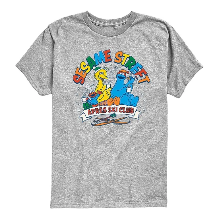 Elmo And Friends Ski Club Little & Big Kid Boys Crew Neck Short Sleeve Regular Fit Sesame Street Graphic T-Shirt