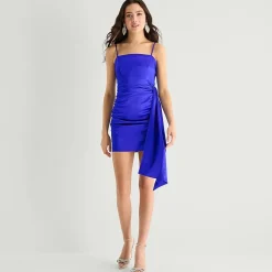 Emerald Sundae Womens Juniors Straight Neck Sleeveless Bodycon Dress