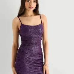 Emerald Sundae Womens Juniors Scoop Neck Sleeveless Glitter Bodycon Dress