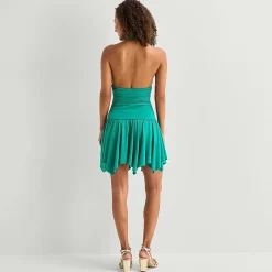 Emerald Sundae Womens Juniors Draped Neck Sleeveless Bodycon Dress