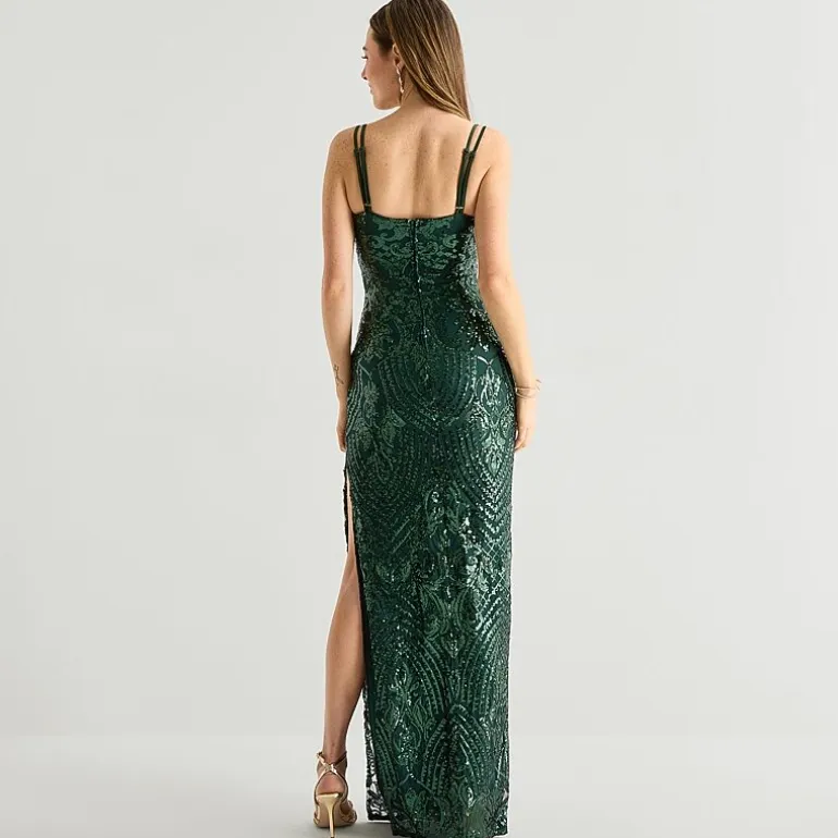Emerald Sundae Womens Juniors Scoop Neck Sleeveless Sequin Bodycon Dress