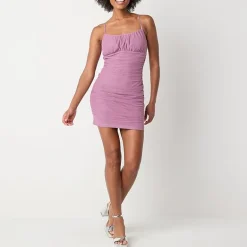 Emerald Sundae Womens Juniors Square Neck Sleeveless Bodycon Dress