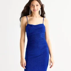 Emerald Sundae Womens Juniors Draped Neck Sleeveless Bodycon Dress