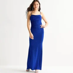 Emerald Sundae Womens Juniors Draped Neck Sleeveless Bodycon Dress