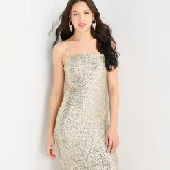 Emerald Sundae Womens Juniors Square Neck Sleeveless Bodycon Dress