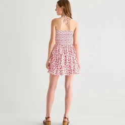 Emerald Sundae Womens Juniors Halter Neck Sleeveless Floral Fit + Flare Dress