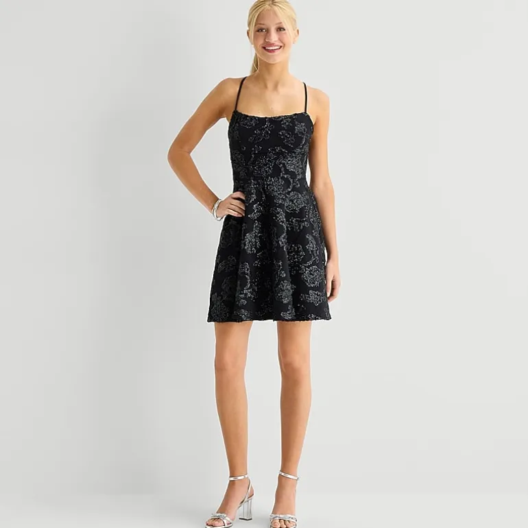 Emerald Sundae Womens Juniors Straight Neck Sleeveless Floral Fit + Flare Dress