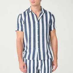 Endless Summer Mens Striped Short Sleeve Swim Shirt