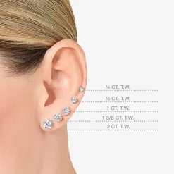 Ever Star (G / SI1-SI2) 2 CT. T.W. Lab-Grown Diamond 10K or 14K Gold Round Stud Earrings