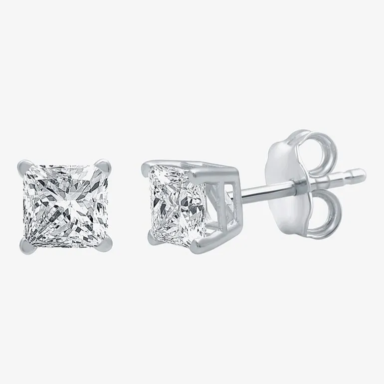 Ever Star (G / SI1-SI2) 1 CT. T.W. Lab-Grown Diamond Princess-cut Stud Earrings in 10K or 14K Gold