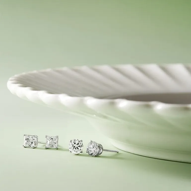 Ever Star (G / SI1-SI2) 1 CT. T.W. Lab-Grown Diamond Princess-cut Stud Earrings in 10K or 14K Gold