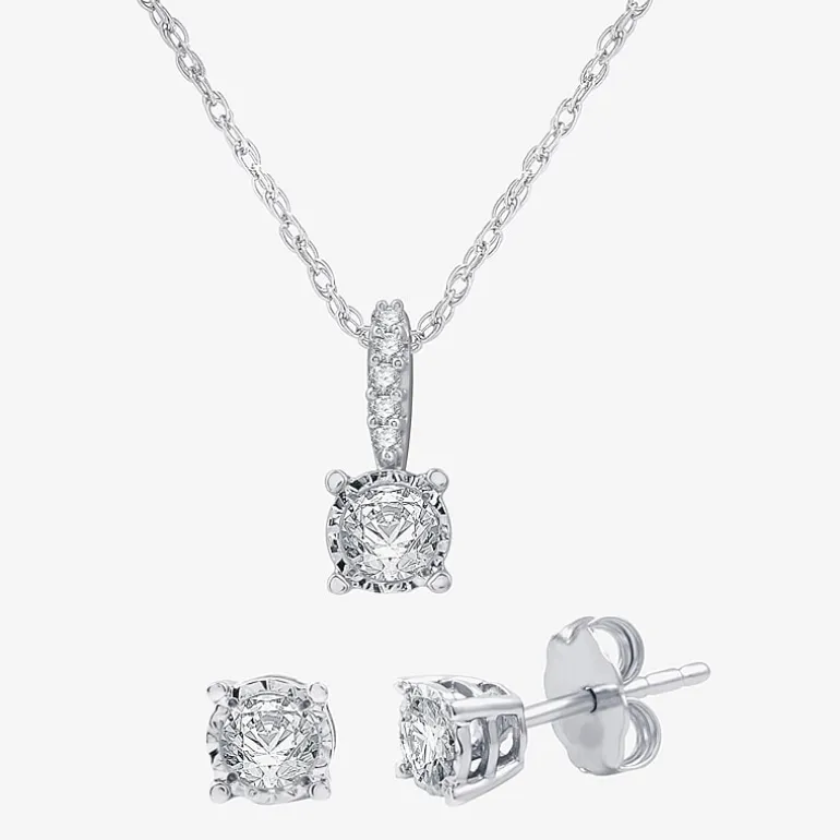Ever Star (G / SI1-SI2) 1/2 CT. T.W. Lab Grown White Diamond Sterling Silver Round 2-pc. Jewelry Set
