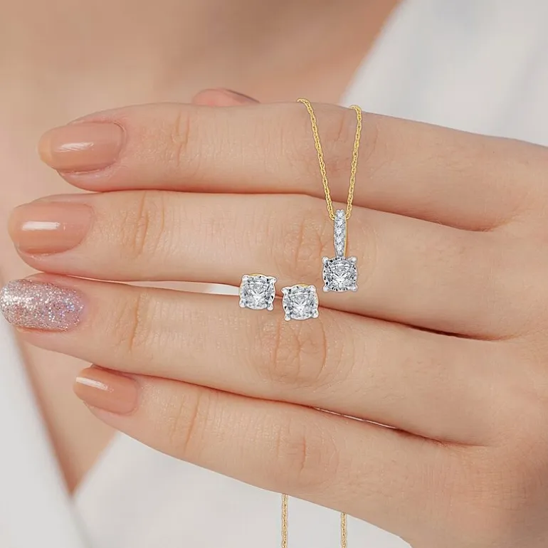 Ever Star (G / SI1-SI2) 1/2 CT. T.W. Lab Grown White Diamond Sterling Silver Round 2-pc. Jewelry Set