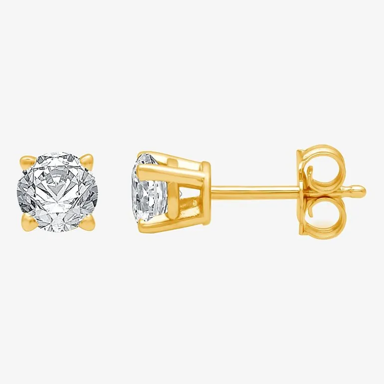 Ever Star (G / VS2) 1 CT. T.W. Lab Grown White Diamond 14K Gold 5.2mm Round Stud Earrings