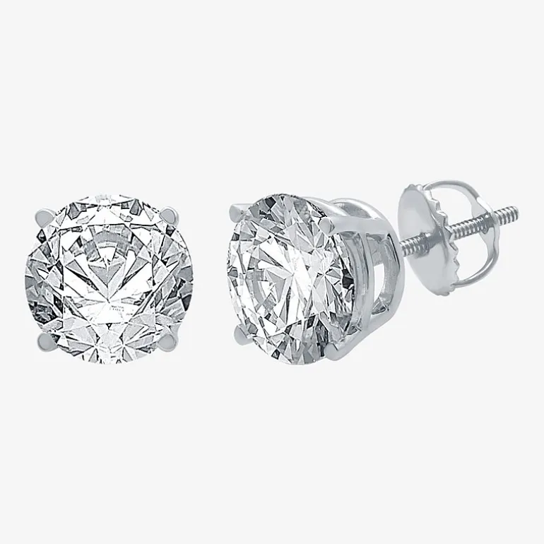 Ever Star (G / Vs1-Vs2) 4 CT. T.W. Lab Grown White Diamond 14K Gold Round Stud Earrings