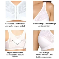 Exquisite Form®  Women's FULLY Lace Wireless Back & Posture Support Bra with Front Closure-5100565