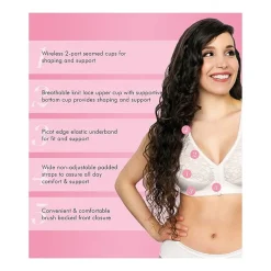 Exquisite Form®  Women's FULLY Lace Wireless Back & Posture Support Bra with Front Closure-5100565