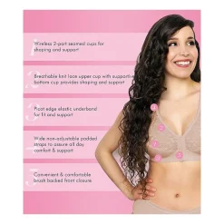Exquisite Form®  Women's FULLY Lace Wireless Back & Posture Support Bra with Front Closure-5100565