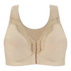 Exquisite Form® Women's FULLY Wireless Cotton Back & Posture Support Bra with Front Closure & Lace- 5100531