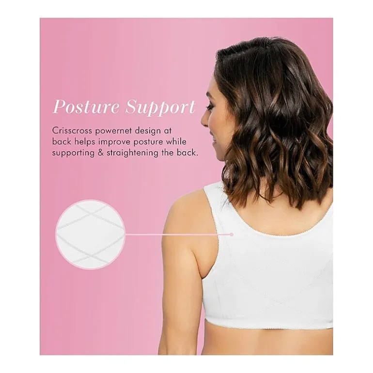 Exquisite Form® Women's FULLY Wireless Cotton Back & Posture Support Bra with Front Closure & Lace- 5100531