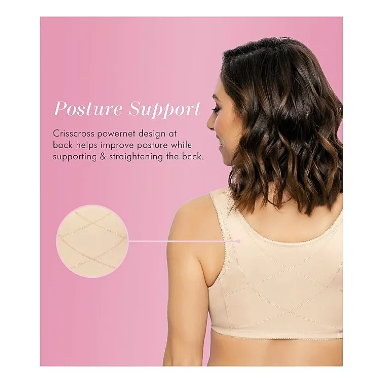 Exquisite Form® Women's FULLY Wireless Cotton Back & Posture Support Bra with Front Closure & Lace- 5100531