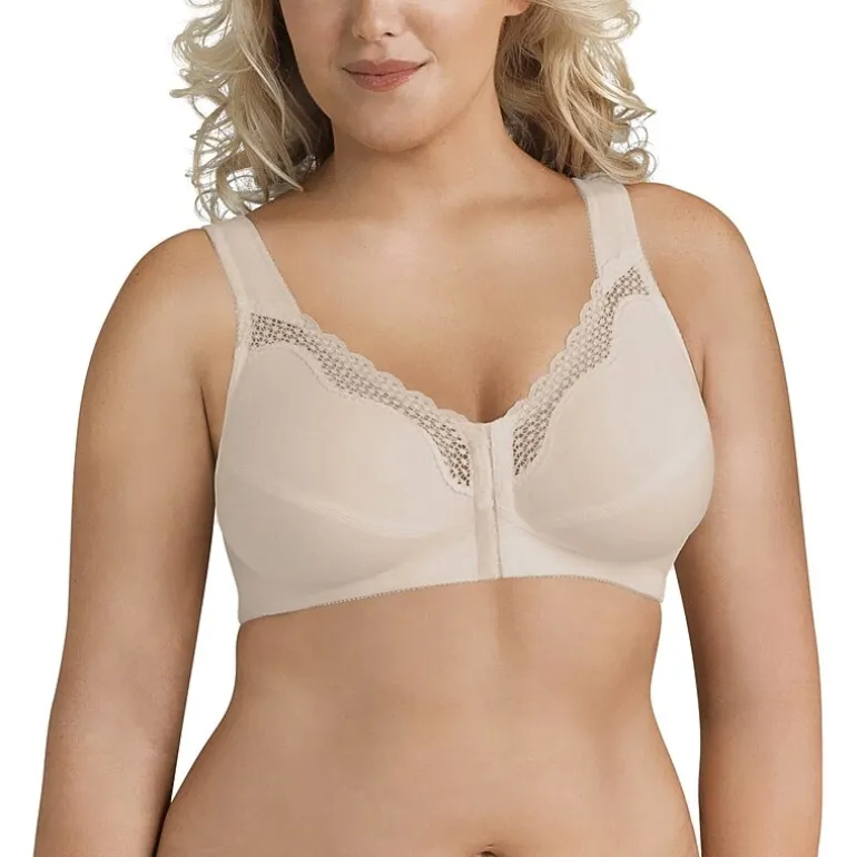 Exquisite Form® Women's FULLY Wireless Cotton Back & Posture Support Bra with Front Closure & Lace- 5100531