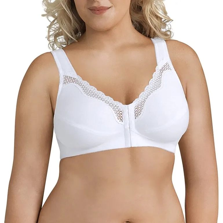 Exquisite Form® Women's FULLY Wireless Cotton Back & Posture Support Bra with Front Closure & Lace- 5100531