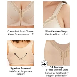 Exquisite Form® Women's FULLY Wireless Cotton Back & Posture Support Bra with Front Closure & Lace- 5100531