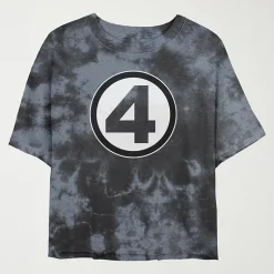 Fantastic 4 Cropped Tee Womens Juniors Crew Neck Short Sleeve Regular Fit Graphic T-Shirt