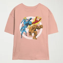 Fantastic Four Team Tee Womens Juniors Crew Neck Short Sleeve Regular Fit Graphic T-Shirt